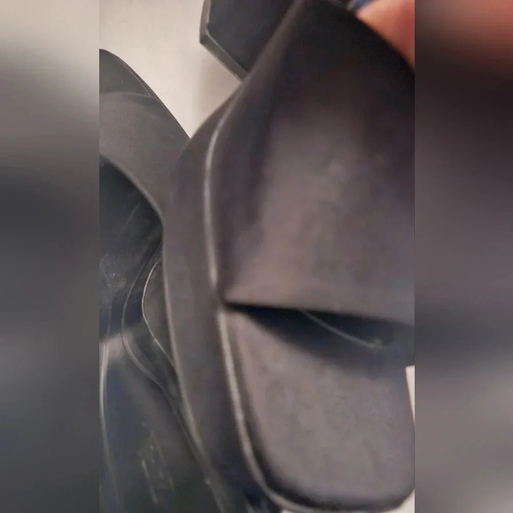 ZARA Y2K Black Satin Leather Square Toe Platform Heels Sz 7.5/ 8 US/38 Eu - Picture 9 of 14